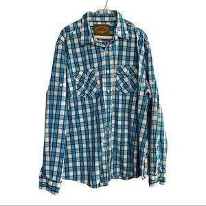RED CAMEL,Trade Mark,Men’s Blue Long Sleeve, Plaid Shirt, XXL, Lumberjack